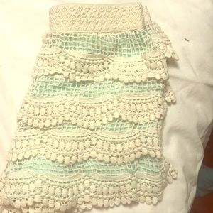 Girls Mint & lace shorts